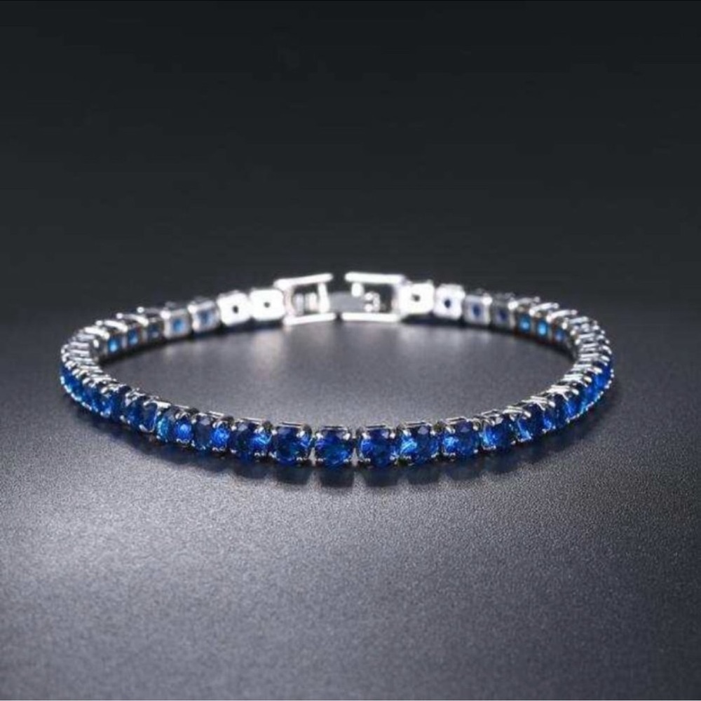 Elegant Blue and Silver Tennis Bracelet